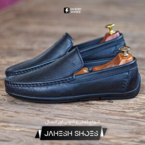 کالج چرم رگ دار مشکی -کد 14