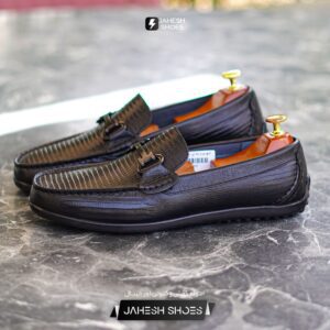 کالج چرم پله ای (مشکی)-کد 653