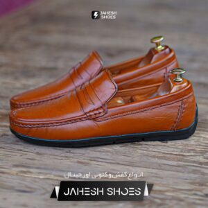 کفش کالج چرم عسلی -کد 1