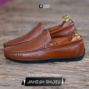 کالج چرم سوزنی عسلی -کد 10