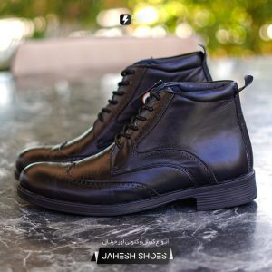 بوت هشترک چرم مشکی-کد 258