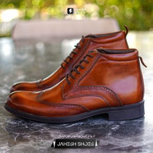بوت هشترک چرم عسلی-کد 259