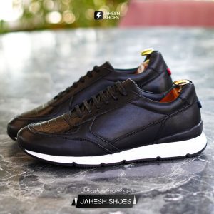 چرم اسپرت دوتیکه سنگی مشکی-کد 664