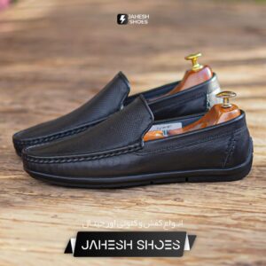 خرید کفش کالج سوزنی چرم مشکی کد 9